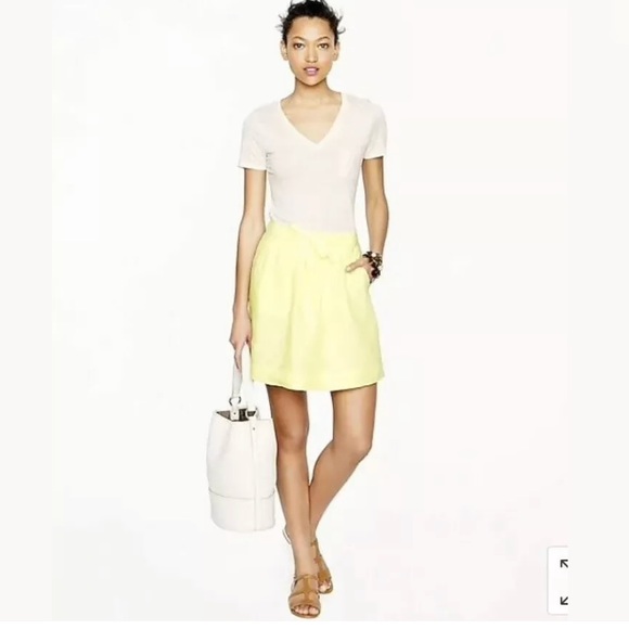 J. Crew Dresses & Skirts - J Crew Boardwalk Linen Skirt Lemon Yellow Size 4